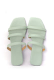 Mint Green Three Strap Cruelty Free Leather Flats