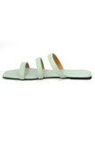 Mint Green Three Strap Cruelty Free Leather Flats