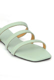 Mint Green Three Strap Cruelty Free Leather Flats