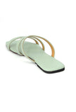 Mint Green Three Strap Cruelty Free Leather Flats