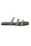 Green Straps Black Sole Cruelty Free Leather Flats