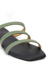 Green Straps Black Sole Cruelty Free Leather Flats