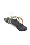 Green Straps Black Sole Cruelty Free Leather Flats