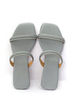 Pastel Grey Braided Cruelty Free Leather Sliders