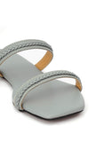 Pastel Grey Braided Cruelty Free Leather Sliders