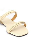 Creamy White Cruelty Free Leather Sliders