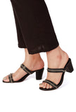 Charcoal black chain cruelty-free leather stealtoes for women, front view