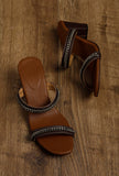 Umber Brown Chain Cruelty-Free Leather Heels