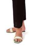 Sky blue cruelty-free leather flats for women by Saagah by Tjori – handcrafted embellished ethnic fusion footwear