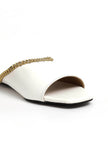 Irish White Gold Chain Cruelty-Free Leather Flats