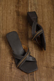 Steel Blue Criss Cross Cruelty-Free leather Heels