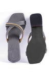Steel Blue Criss Cross Cruelty-Free leather Heels
