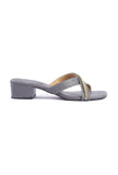 Steel Blue Criss Cross Cruelty-Free leather Heels
