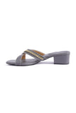 Steel Blue Criss Cross Cruelty-Free leather Heels