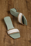 Ice Blue and White Gold Chain Cruelty-Free Leather Heels