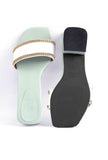 Ice Blue and White Gold Chain Cruelty-Free Leather Heels