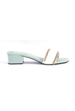 Ice Blue and White Gold Chain Cruelty-Free Leather Heels