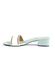 Ice Blue and White Gold Chain Cruelty-Free Leather Heels