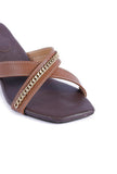 Tan Brown Criss Cross Cruelty-Free Leather Heels