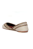 Shagufta White Silk Embroidered Velvet Juttis