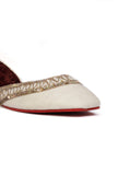 Shagufta White Silk Embroidered Velvet Juttis