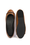 Tan Brown Cruelty Free Leather Flat Ballerinas