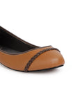 Tan Brown Cruelty Free Leather Flat Ballerinas
