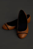 Tan Brown Cruelty Free Leather Flat Ballerinas