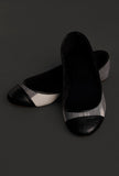 Black and White Ikat Cruelty Free Leather Flat Ballerinas