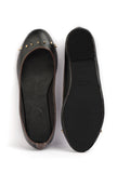Black Beads Cruelty Free Leather Flat Ballerinas