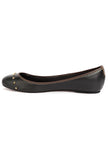Black Beads Cruelty Free Leather Flat Ballerinas