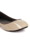 White and Beige Ikat Cruelty Free Leather Flat Ballerinas