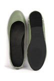 Sage Green Cruelty Free Leather Flat Ballerinas