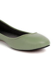 Sage Green Cruelty Free Leather Flat Ballerinas