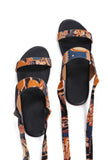 Black Kalamkari Tie Up Flats
