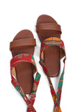 Red Kalamkari Tie Up Flats