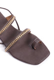 Brown Linked Chain Summer Tie Up Flats