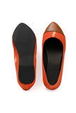 Tangerine Orange Cruelty Free Leather Ballerinas