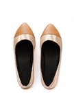 Cream Gold Cruelty Free Leather Ballerinas