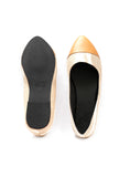 Cream Gold Cruelty Free Leather Ballerinas