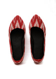 Cherry Red Ikkat Cruelty Free Leather Flat Ballerinas