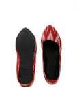 Cherry Red Ikkat Cruelty Free Leather Flat Ballerinas