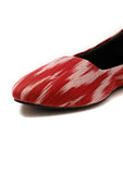 Cherry Red Ikkat Cruelty Free Leather Flat Ballerinas