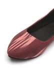 Maroon Ikkat Cruelty Free Leather Flat Ballerinas