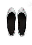 Ice Blue & Red Ikkat Cruelty Free Leather Flat Ballerinas