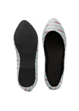 Ice Blue & Red Ikkat Cruelty Free Leather Flat Ballerinas
