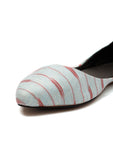 Ice Blue & Red Ikkat Cruelty Free Leather Flat Ballerinas