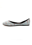 Ice Blue & Red Ikkat Cruelty Free Leather Flat Ballerinas