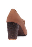 Sienna Brown Cruelty-Free Leather loafers With Carved Heels
