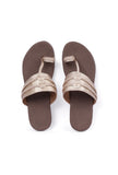 Golden and Brown cruelty free Leather inspired Kolhapuri